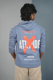 Men’s Full Sleeve ATTITUDE Printed | Oversized Hoodie for Men - Sky Blue
