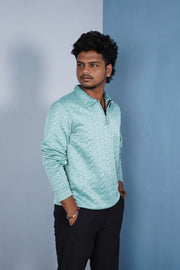 Men’s Full Sleeve Premium Korean Zipper T Shirt | Trendy Streetwear -Ramar Green