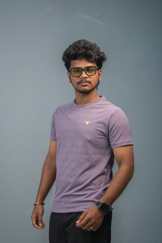 Stylish Men’s Short Sleeve Round Neck Plain T-Shirt - Purple – alternate view – 7MAN India