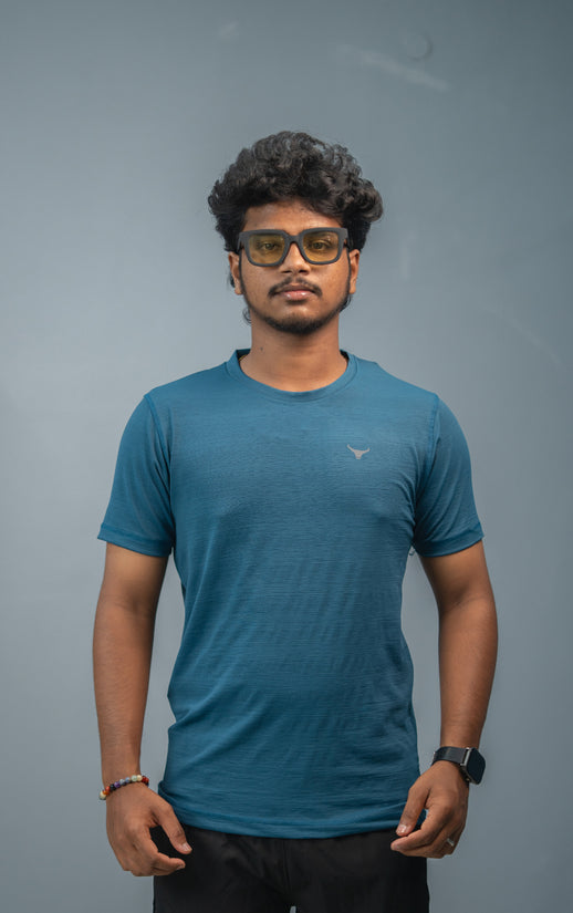 Stylish Men’s Short Sleeve Round Neck Plain T-Shirt - Blue