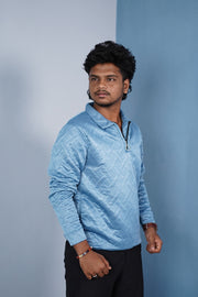 Men’s Full Sleeve Premium Korean Zipper T Shirt | Trendy Streetwear -Blue