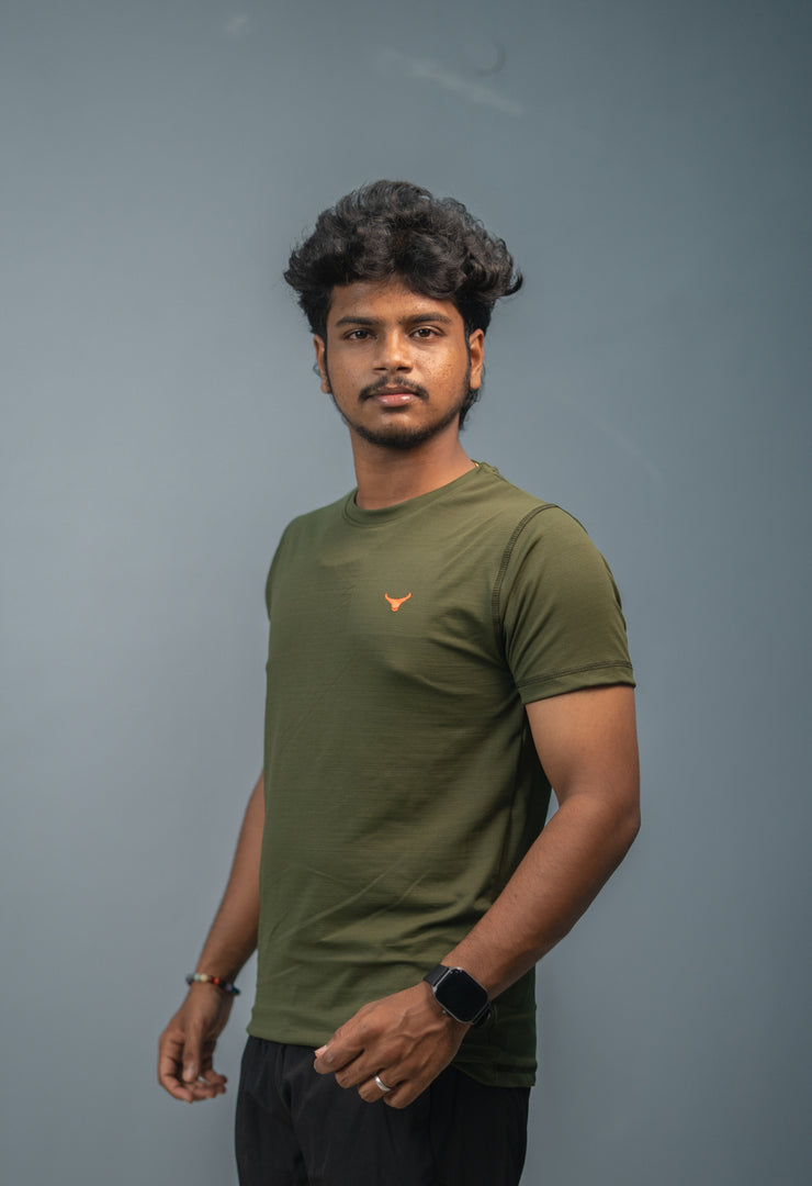 Stylish Men’s Short Sleeve Round Neck Plain T-Shirt - Mahendhi Green-T-Shirt-7 Man