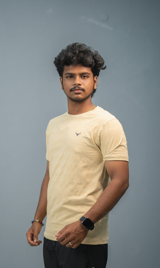 Stylish Men’s Short Sleeve Round Neck Plain T-Shirt - Sandle – alternate view – 7MAN India
