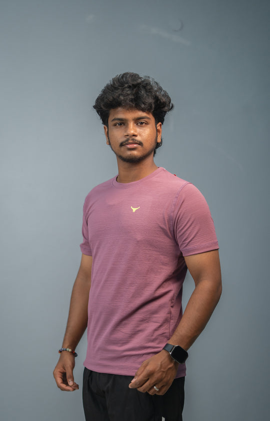 Stylish Men’s Short Sleeve Round Neck Plain T-Shirt - Pink – alternate view – 7MAN India