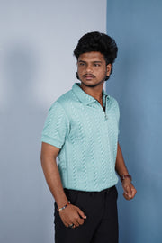 Men’s Half Sleeve Premium Korean Zipper T Shirt – Grey | Trendy Streetwear -Ramar Green