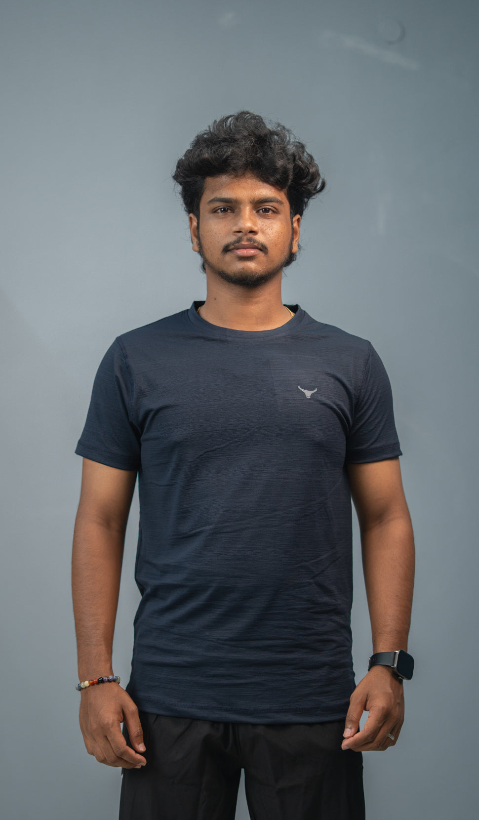 Stylish Men’s Short Sleeve Round Neck Plain T-Shirt - Navy Blue
