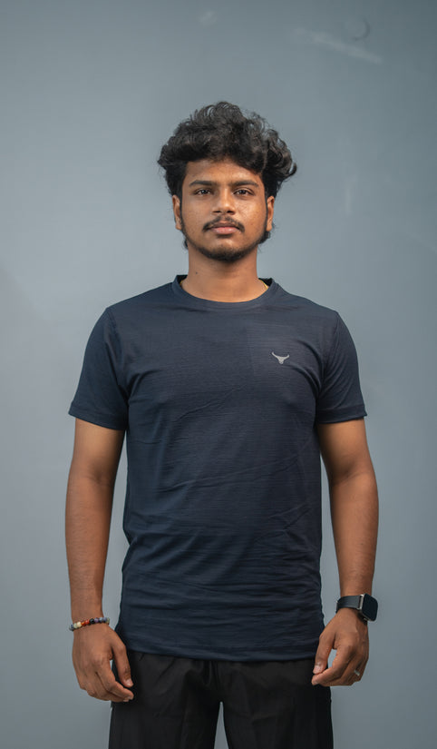 Stylish Men’s Short Sleeve Round Neck Plain T-Shirt - Navy Blue