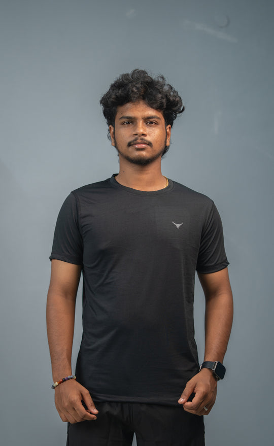 Stylish Men’s Short Sleeve Round Neck Plain T-Shirt - Black – 7MAN Men's Fashion India
