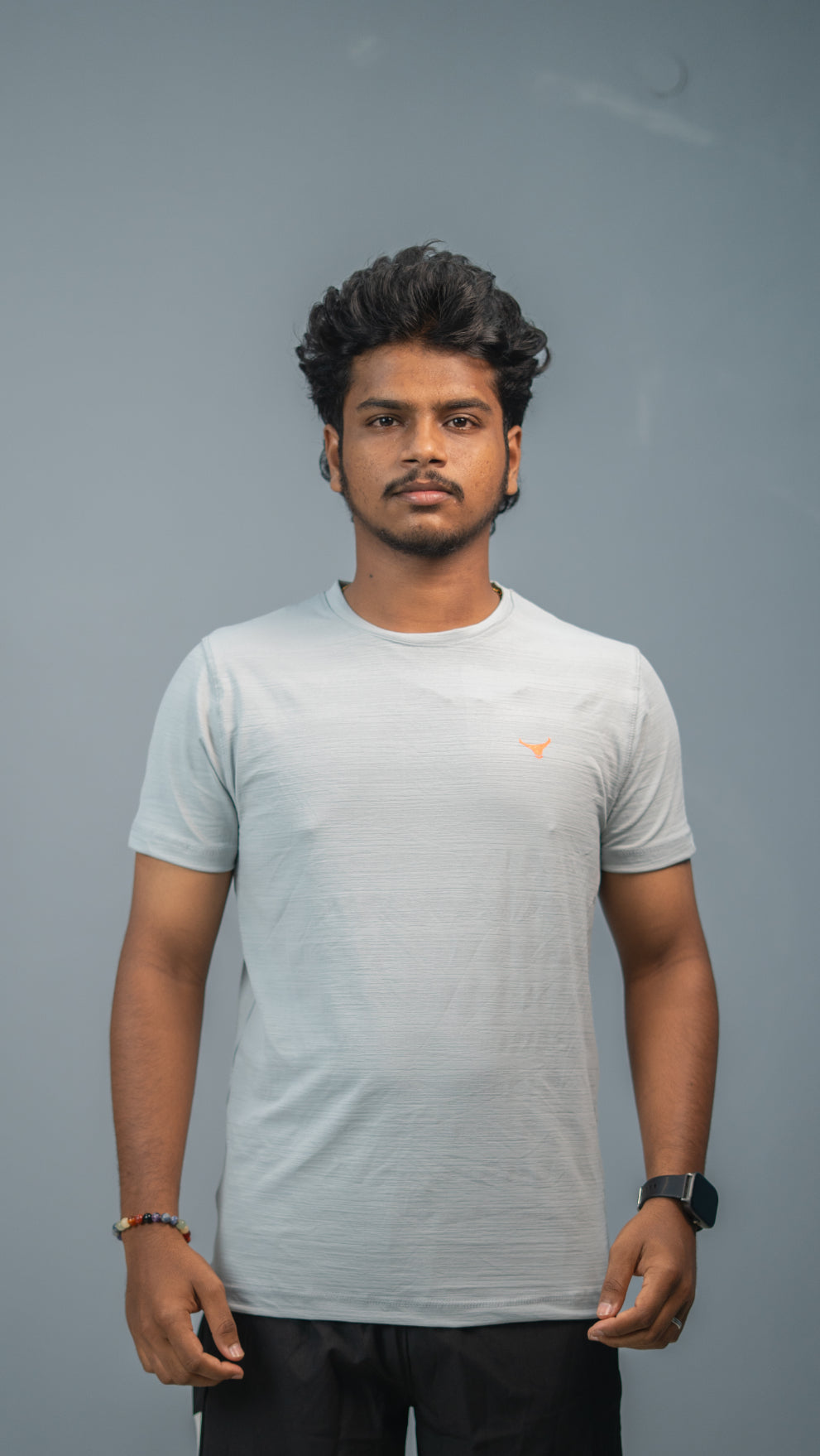 Stylish Men’s Short Sleeve Round Neck Plain T-Shirt - Ash