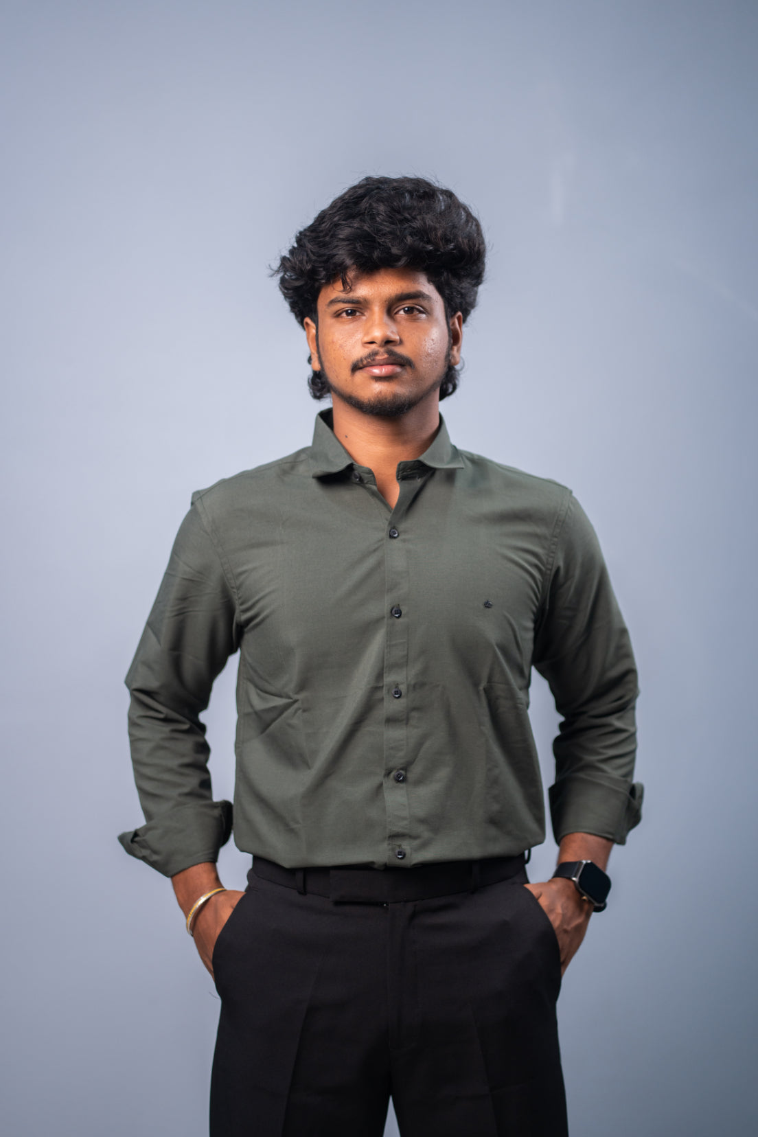 Cotton Party Wear Full Sleeve Shirt for Men Comfortable & Breathable - Mehandhi Green