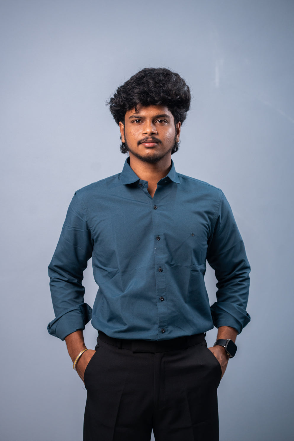 Cotton Party Wear Full Sleeve Shirt for Men Comfortable & Breathable - Petrol Blue