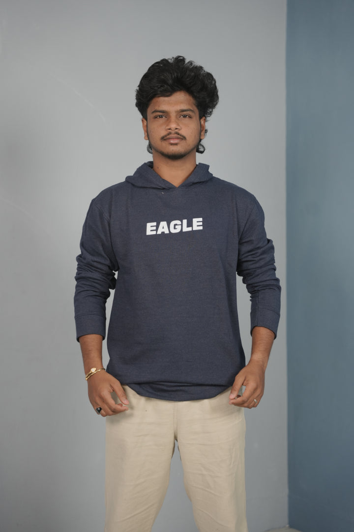 Unisex EAGLE Printed Hoodie for Men & Women | Oversized Streetwear - Navy Blue