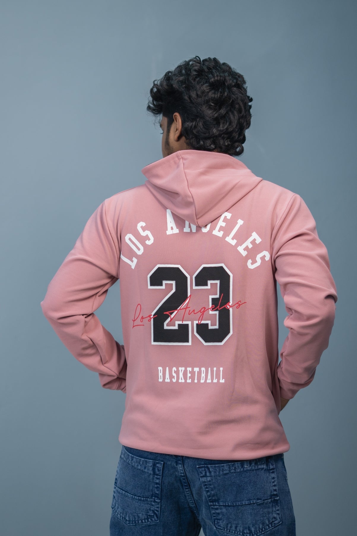 Full Sleeve Oversized LOS ANGLES Printed Hoodies & Sweatshirts - Pink