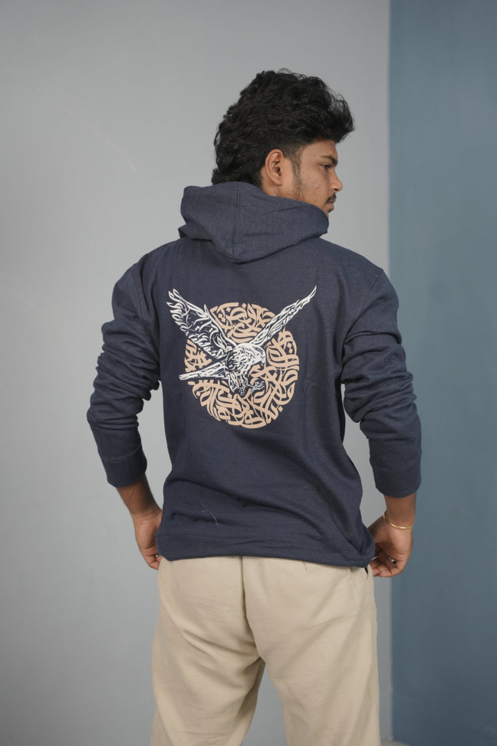 Unisex EAGLE Printed Hoodie for Men & Women | Oversized Streetwear - Navy Blue
