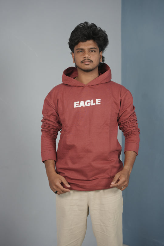 Unisex EAGLE Printed Hoodie for Men & Women | Oversized Streetwear - Maroon – alternate view – 7MAN India