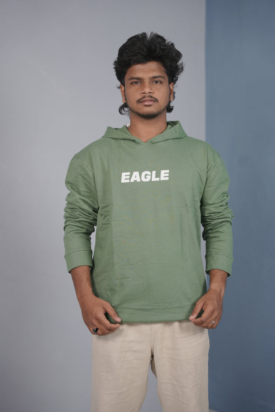 Unisex EAGLE Printed Hoodie for Men & Women | Oversized Streetwear -  Green – alternate view – 7MAN India