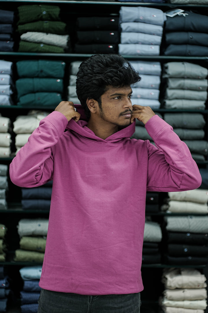 Full Sleeve Oversized Plain Hoodies & Sweatshirts - Pink