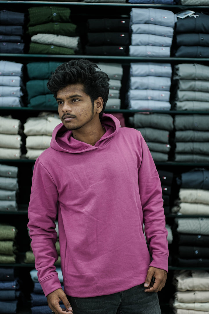 Full Sleeve Oversized Plain Hoodies & Sweatshirts - Pink