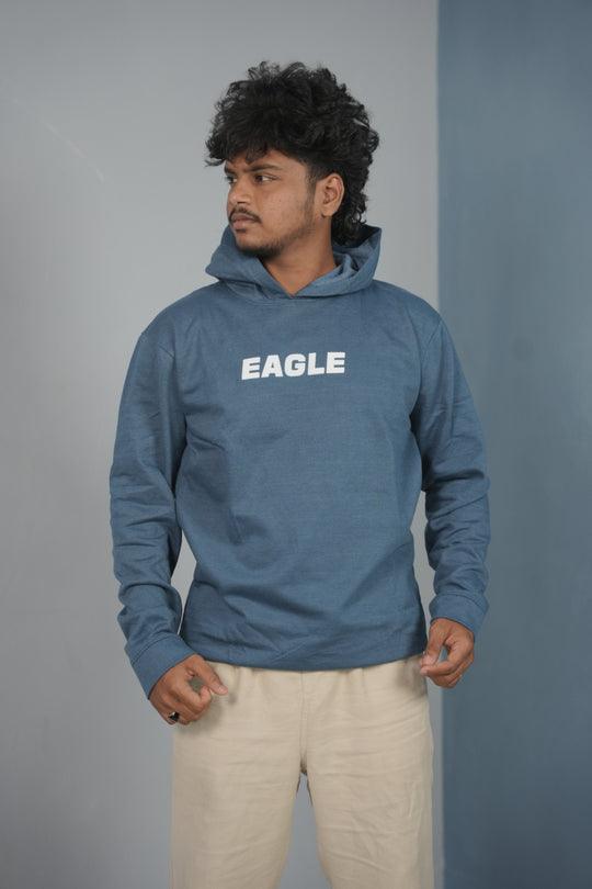 Unisex EAGLE Printed Hoodie for Men & Women | Oversized Streetwear - Petrol Blue – alternate view – 7MAN India