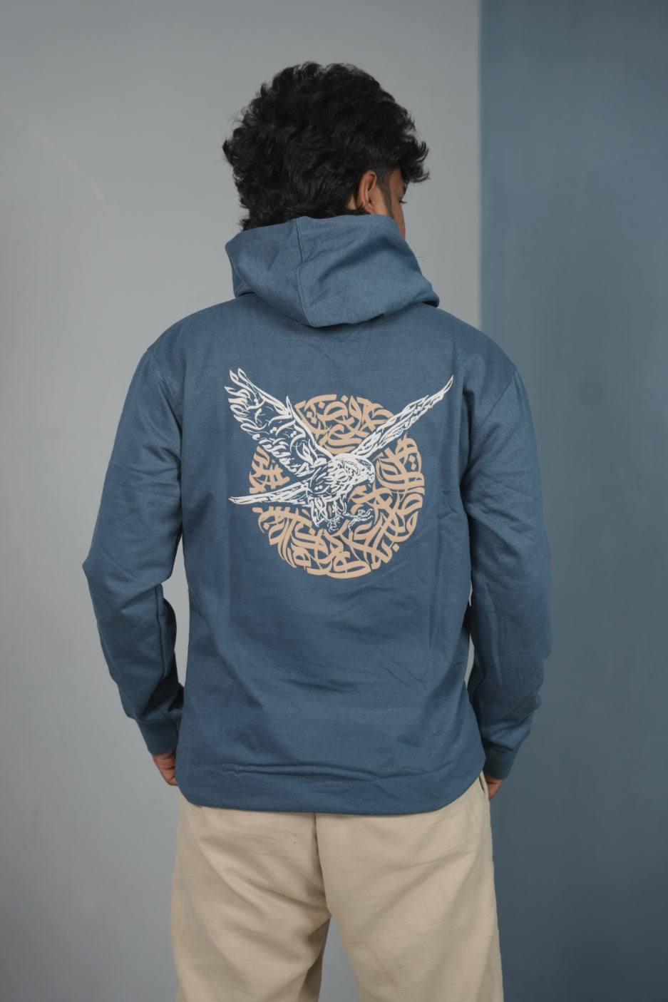 Unisex EAGLE Printed Hoodie for Men & Women | Oversized Streetwear - Ink Blue
