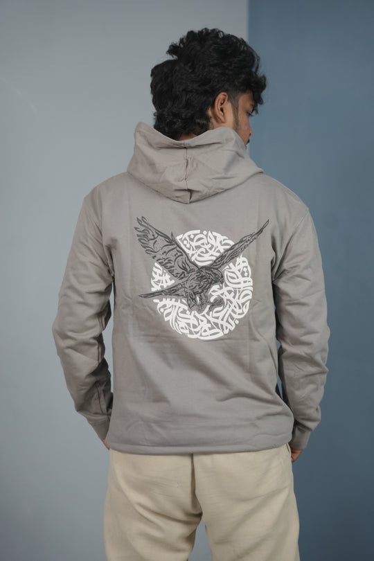 Unisex EAGLE Printed Hoodie for Men & Women | Oversized Streetwear - Ash – 7MAN Men's Fashion India
