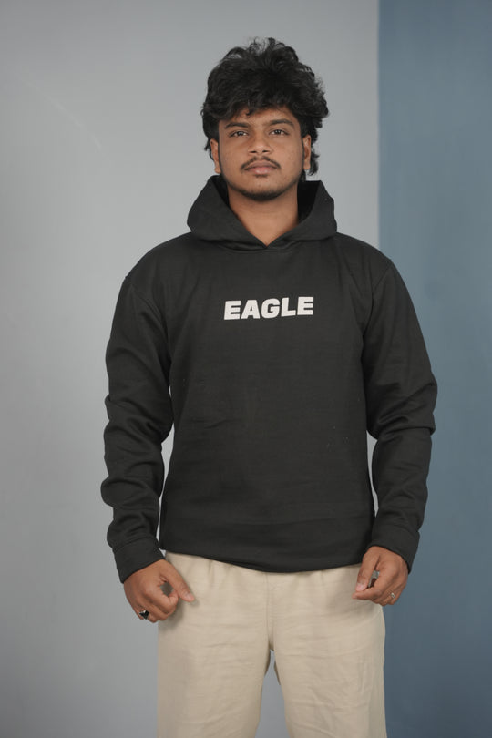 Unisex EAGLE Printed Hoodie for Men & Women | Oversized Streetwear - Black – alternate view – 7MAN India