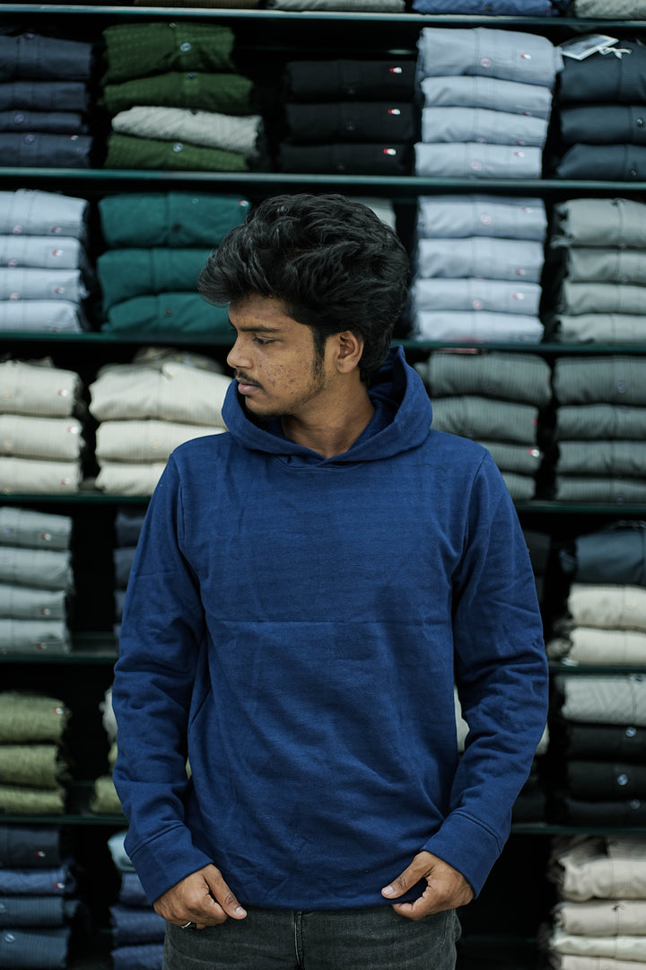 Full Sleeve Oversized Plain Hoodies & Sweatshirts - Navy Blue