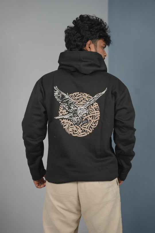 Unisex EAGLE Printed Hoodie for Men & Women | Oversized Streetwear - Black – 7MAN Men's Fashion India