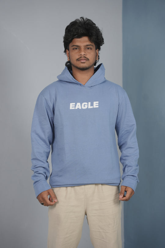 Unisex EAGLE Printed Hoodie for Men & Women | Oversized Streetwear - Sky Blue – alternate view – 7MAN India