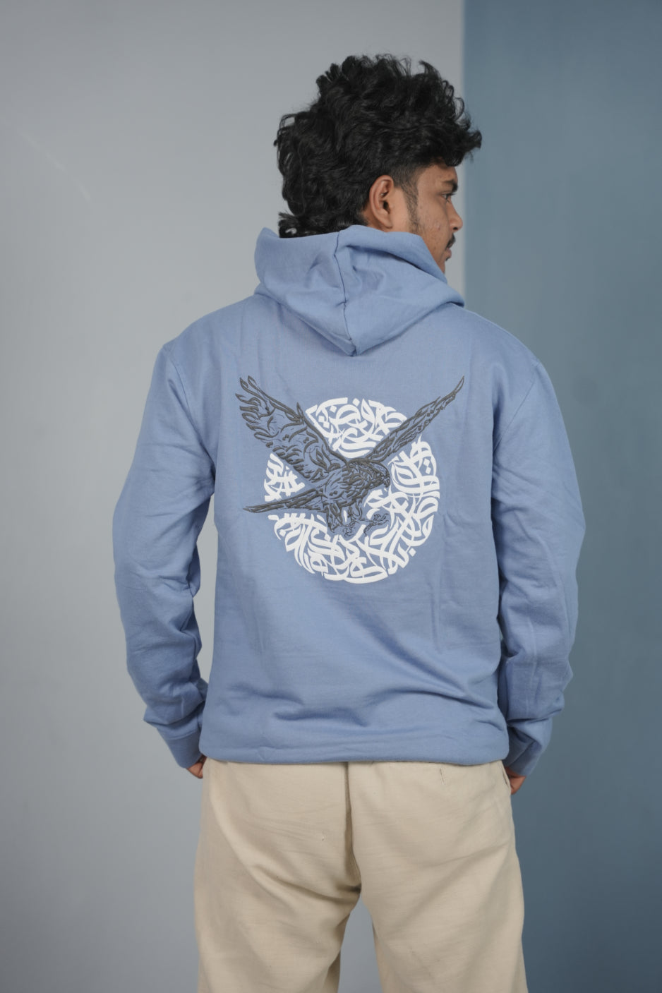 Unisex EAGLE Printed Hoodie for Men & Women | Oversized Streetwear - Sky Blue