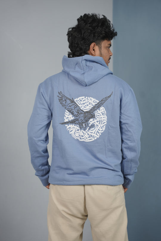 Unisex EAGLE Printed Hoodie for Men & Women | Oversized Streetwear - Sky Blue – 7MAN Men's Fashion India