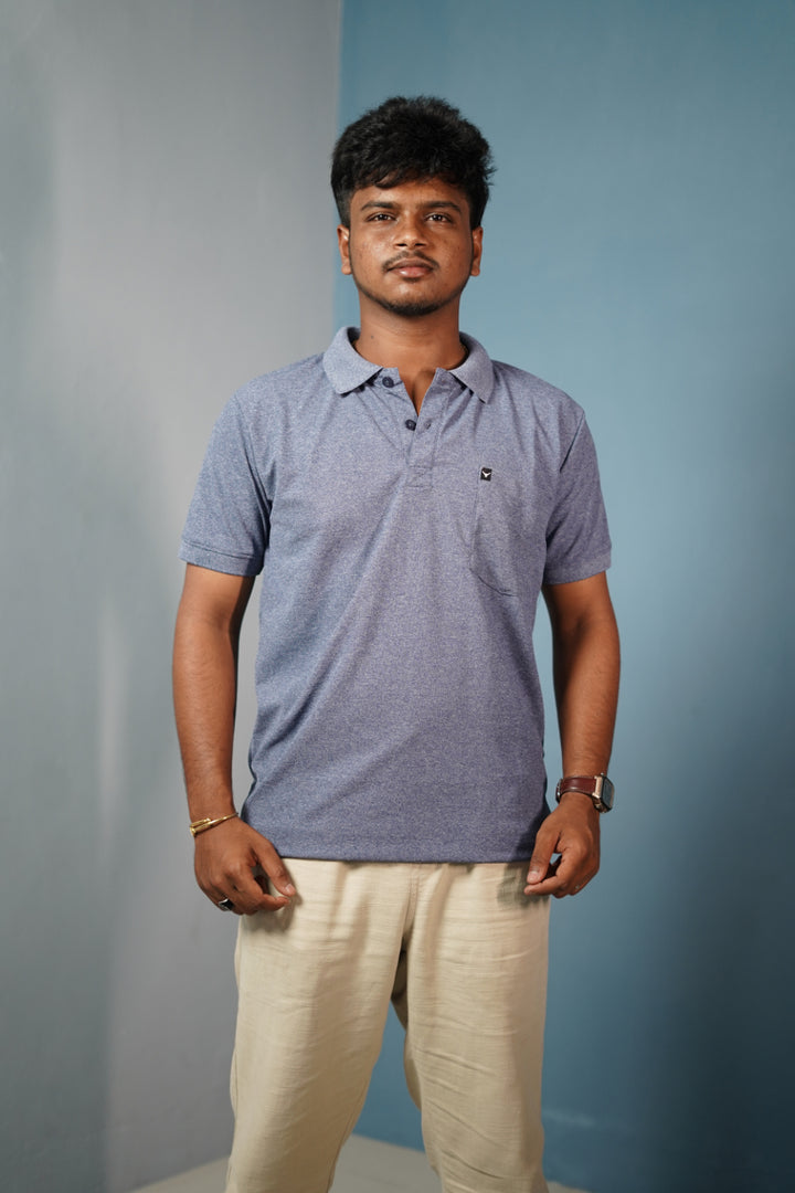 Men’s Half Sleeve Polo T-Shirt Slim Fit Casual Cotton Style - Blue