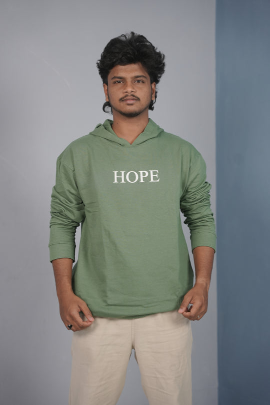 Men’s Full Sleeve HOPE Printed | Oversized Hoodie for Men - Pista Green – alternate view – 7MAN India