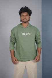 Men’s Full Sleeve HOPE Printed | Oversized Hoodie for Men - Pista Green