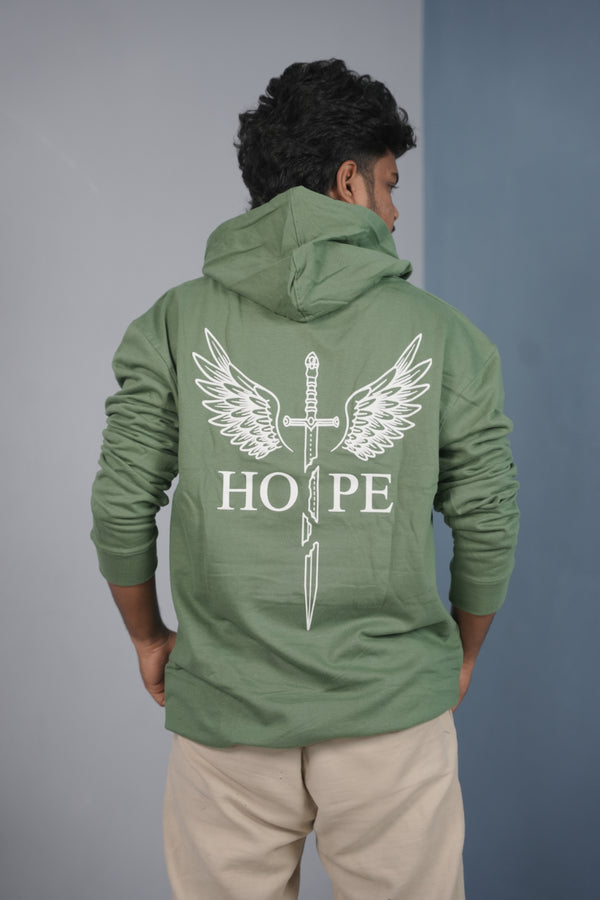Men’s Full Sleeve HOPE Printed | Oversized Hoodie for Men - Pista Green