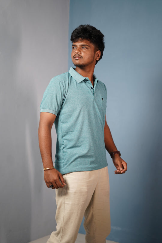 Men’s Half Sleeve Polo T-Shirt Slim Fit Casual Cotton Style - Ramar Green – alternate view – 7MAN India