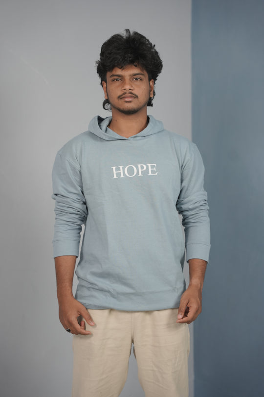 Men’s Full Sleeve HOPE Printed | Oversized Hoodie for Men - Ice Blue – 7MAN Men's Fashion India