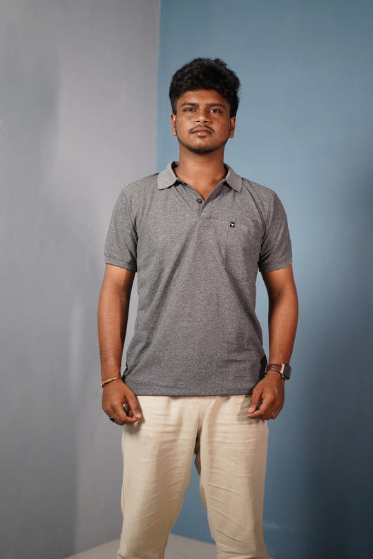 Men’s Half Sleeve Polo T-Shirt Slim Fit Casual Cotton Style - Grey – 7MAN Men's Fashion India
