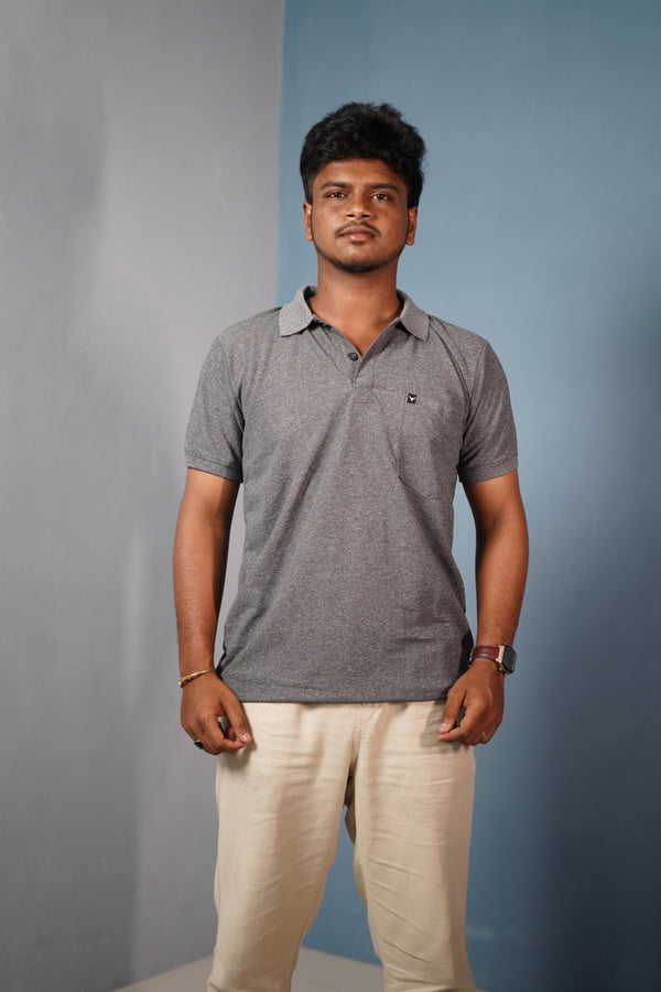 Men’s Half Sleeve Polo T-Shirt Slim Fit Casual Cotton Style - Grey