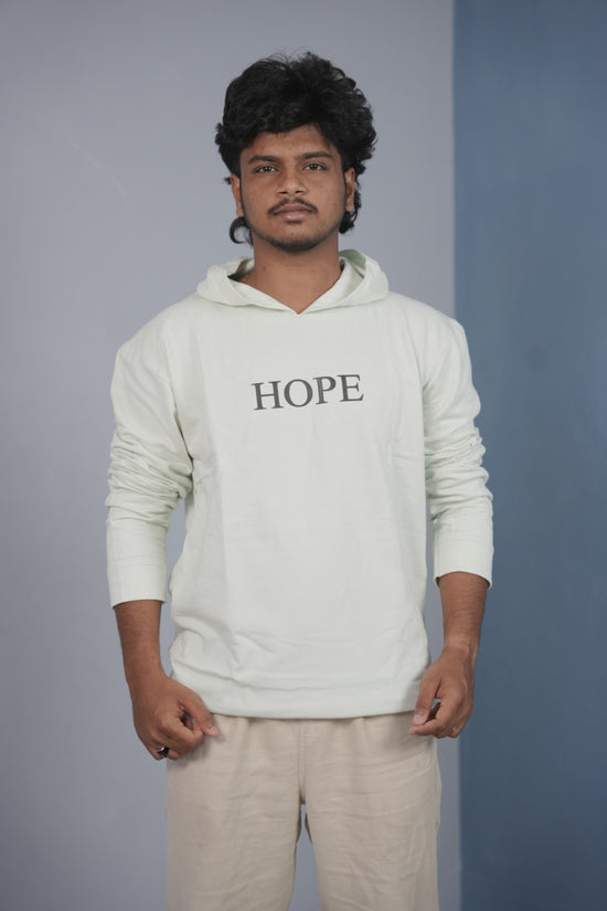 Men’s Full Sleeve HOPE Printed | Oversized Hoodie for Men - White
