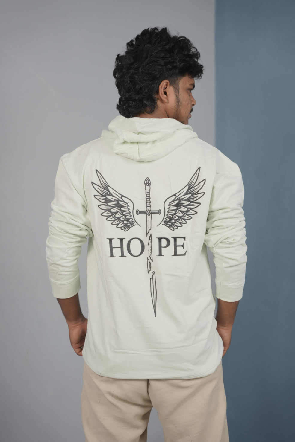 Men’s Full Sleeve HOPE Printed | Oversized Hoodie for Men - White