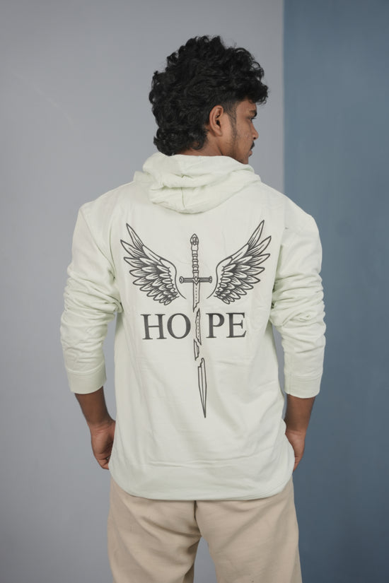 Men’s Full Sleeve HOPE Printed | Oversized Hoodie for Men - White