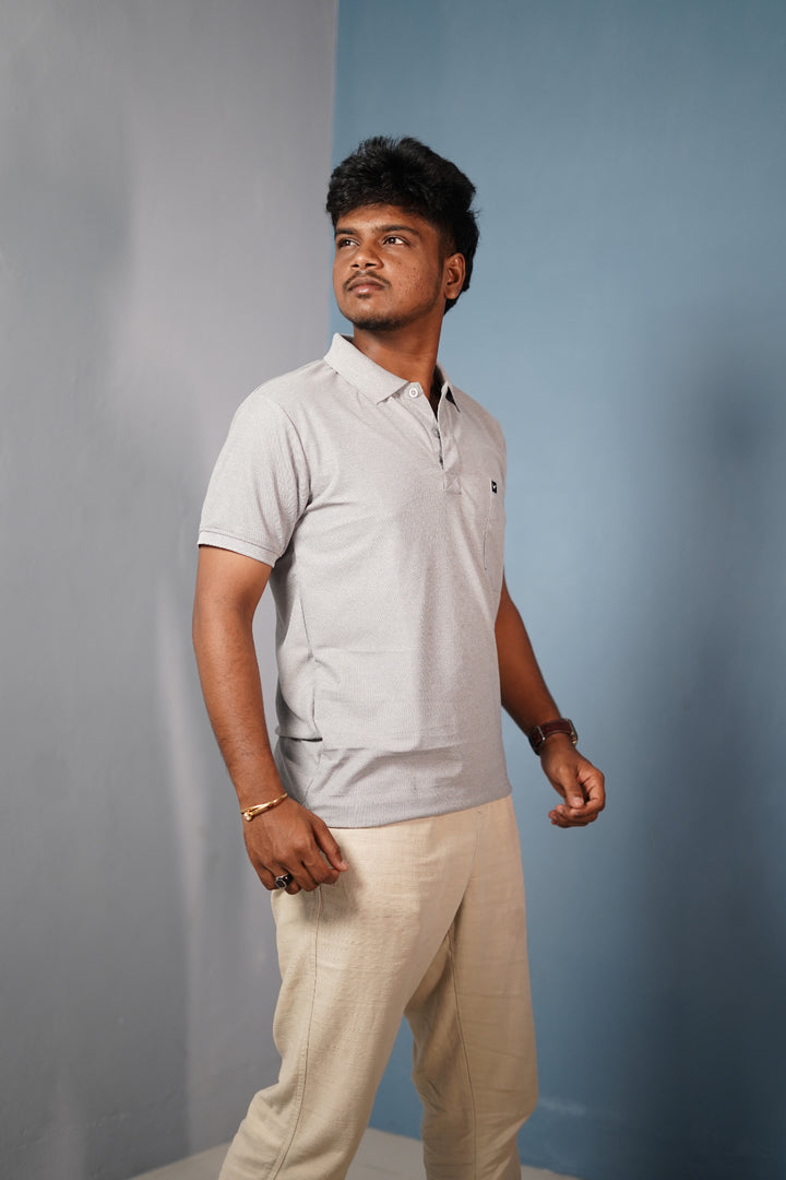Men’s Half Sleeve Polo T-Shirt Slim Fit Casual Cotton Style - Ash