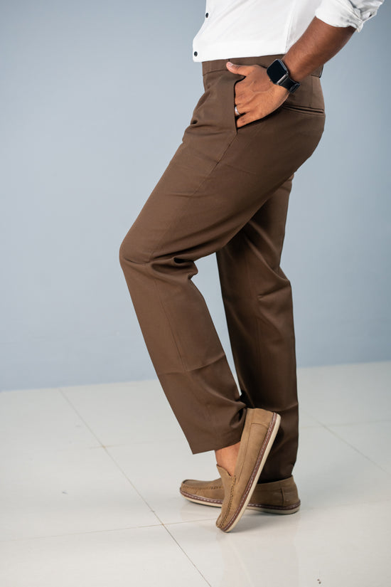 Premium Regular Fit Stylish Men's Polo Fit Pant - Chocolate Brown