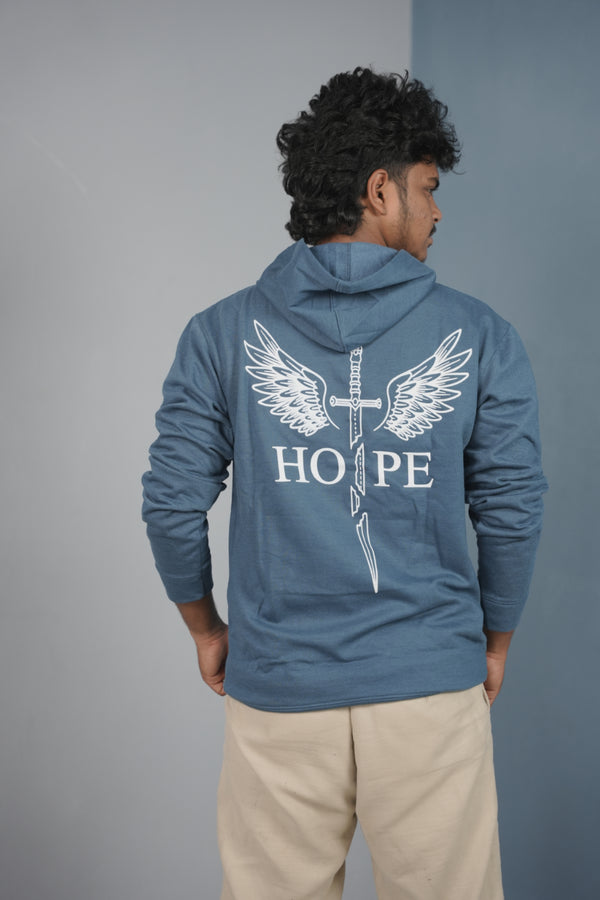 Men’s Full Sleeve HOPE Printed | Oversized Hoodie for Men - Petrol Blue