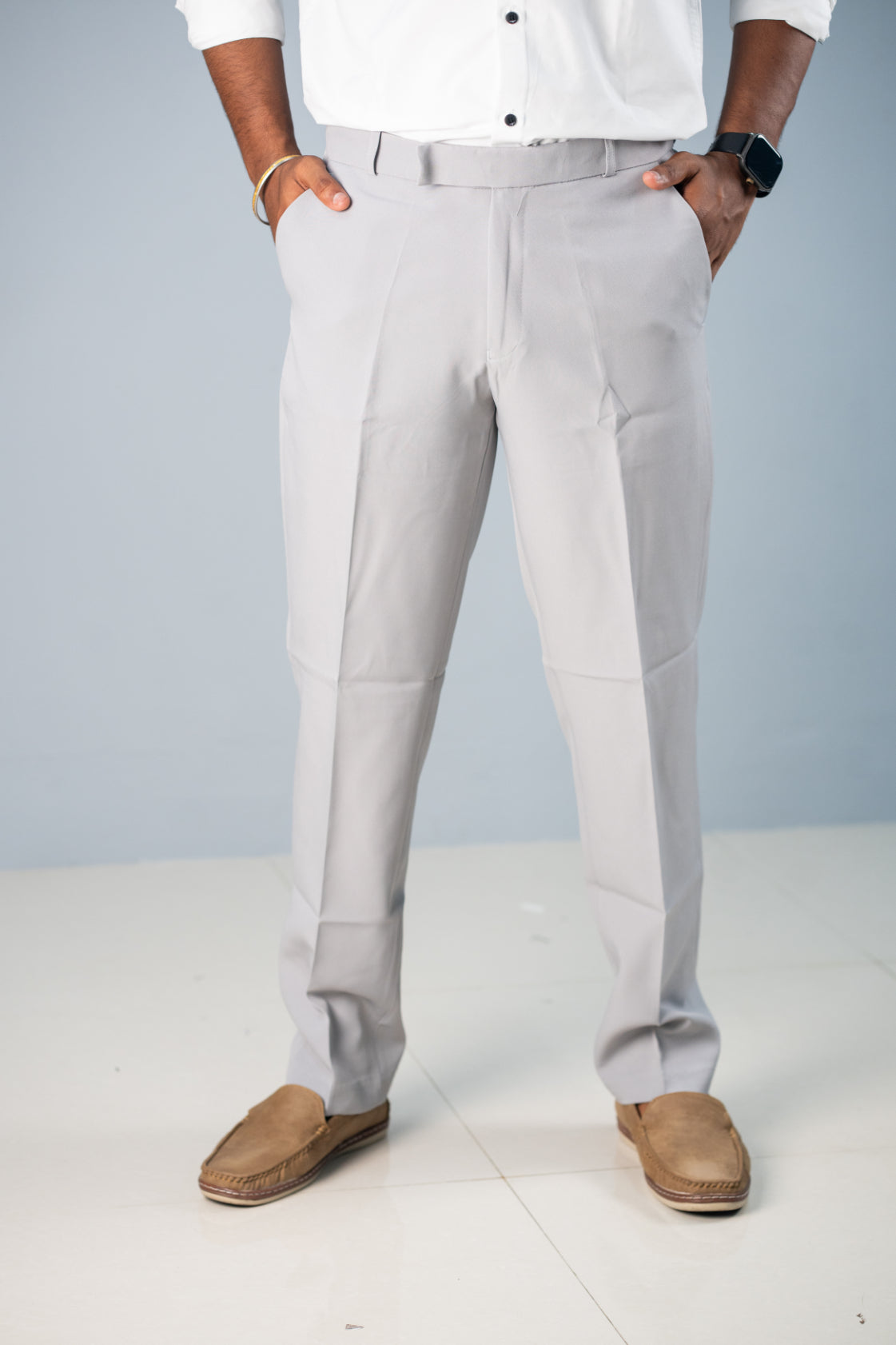 Premium Regular Fit Stylish Men's Polo Fit Pant - Light Ash