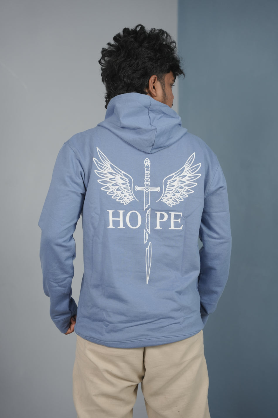 Men’s Full Sleeve HOPE Printed | Oversized Hoodie for Men - Sky Blue