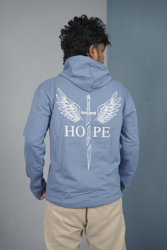 Men’s Full Sleeve HOPE Printed | Oversized Hoodie for Men - Sky Blue