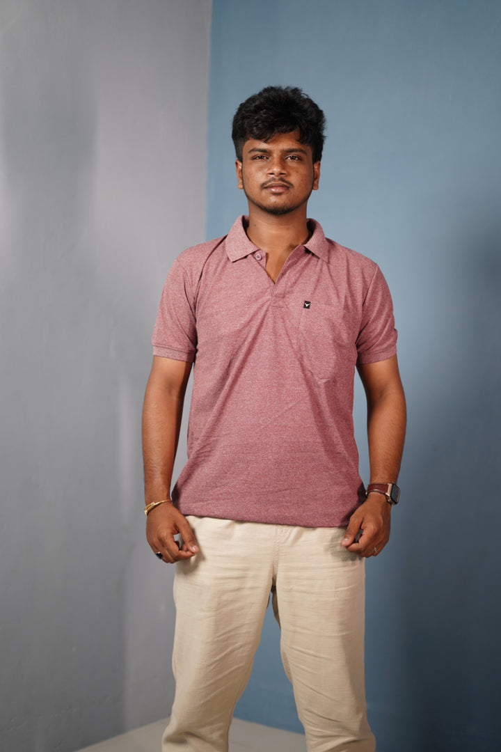 Men’s Half Sleeve Polo T-Shirt Slim Fit Casual Cotton Style - Pink