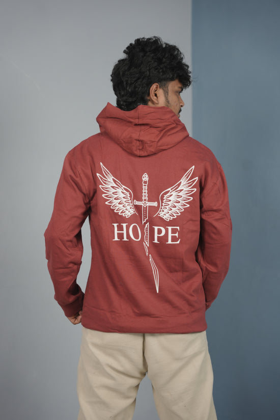 Men’s Full Sleeve HOPE Printed | Oversized Hoodie for Men - Maroon